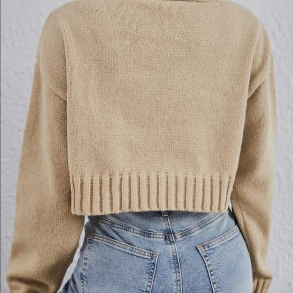 Knit cardigan drop shoulder 2 piece top and sweater khaki boho - Picture 2 of 3